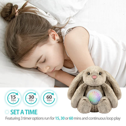 BEREST Baby Sleep Soother Bedtime Bunny with Starry Projector Night Light, Plush Stuffed Animal for