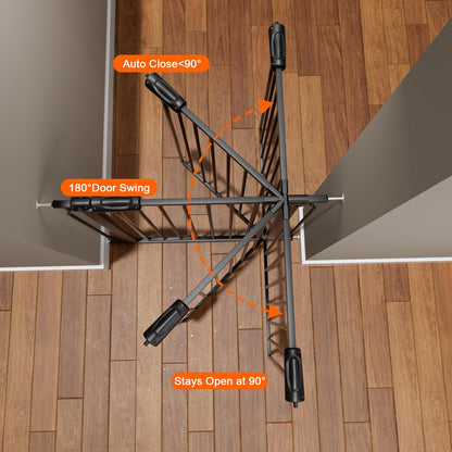 HOOEN Narrow Baby Gate for Stairs - 29 to 34 Inch Wide with Door, Metal Tension Pressure Mounted