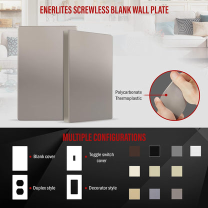 ENERLITES Screwless Blank Wall Plate, Child Safe Blank Device Outlet Cover, Standard Size, 1-Gang
