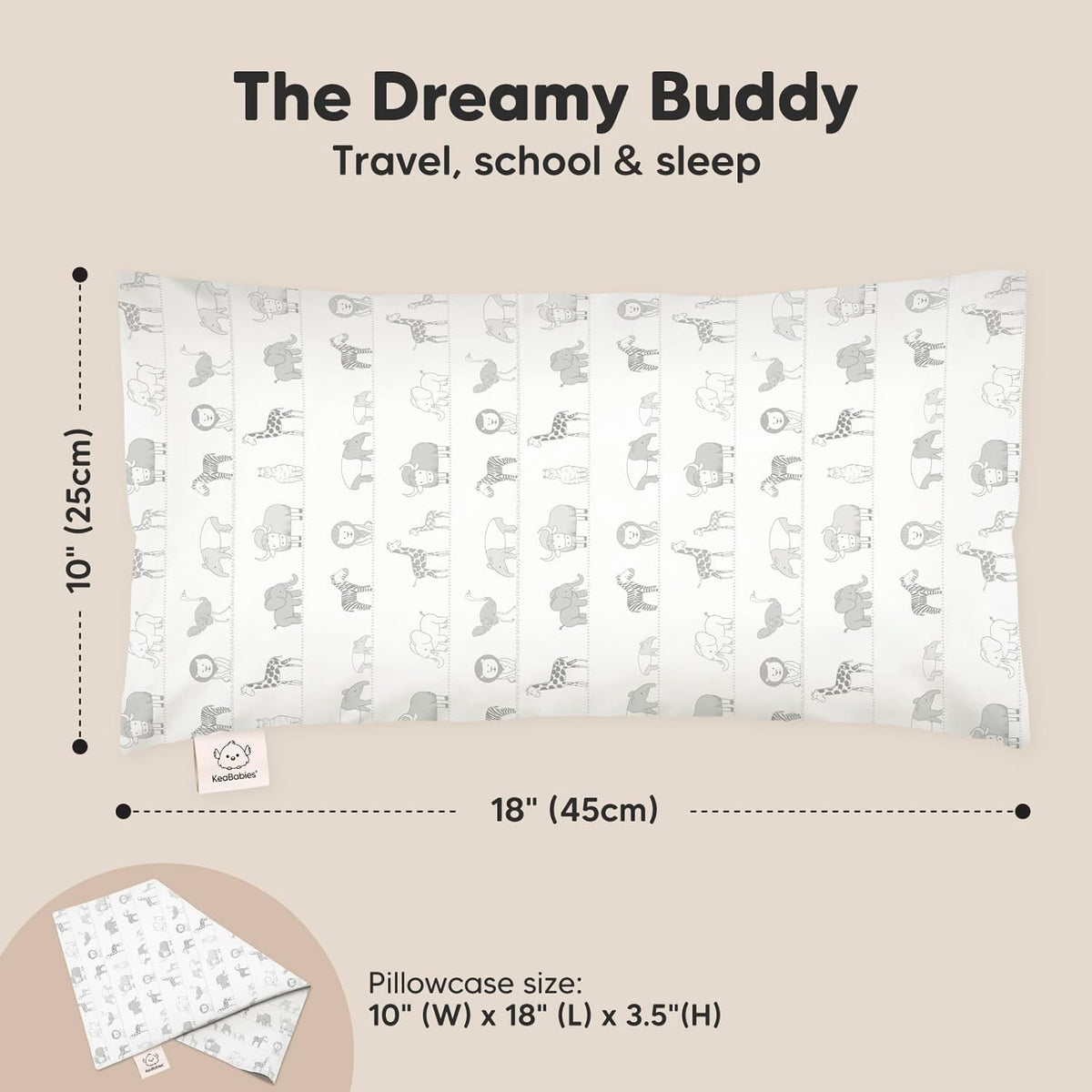 Toddler Pillow with Pillowcase - 10x18 My Little Dreamy Kids Travel Bed Pillows for Sleeping