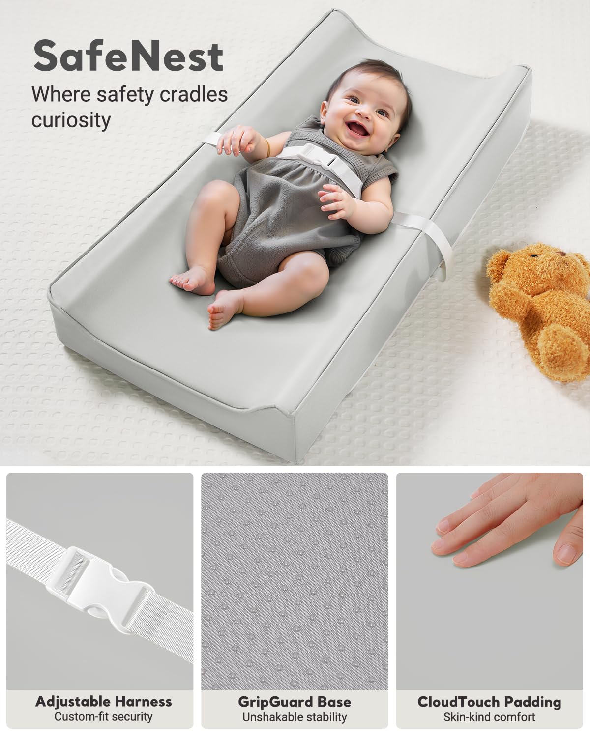 Vegan Leather Waterproof Baby Changing Pad - Wipeable, Extra Thick & Portable & Non-Slip Diaper Mat