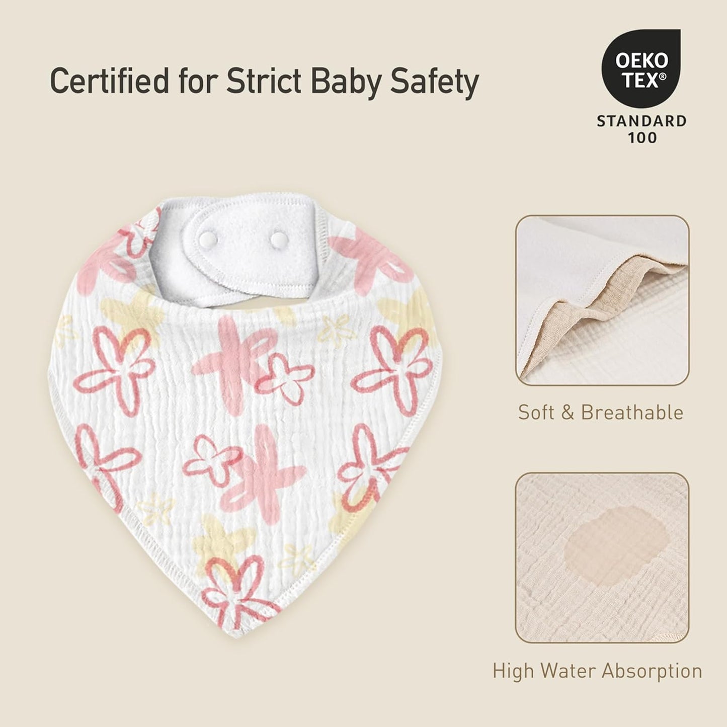 Muslin Baby Bibs 8 Pack, Baby Bandana Drool Bib for Drooling and Teething, Cotton Soft Absorbent
