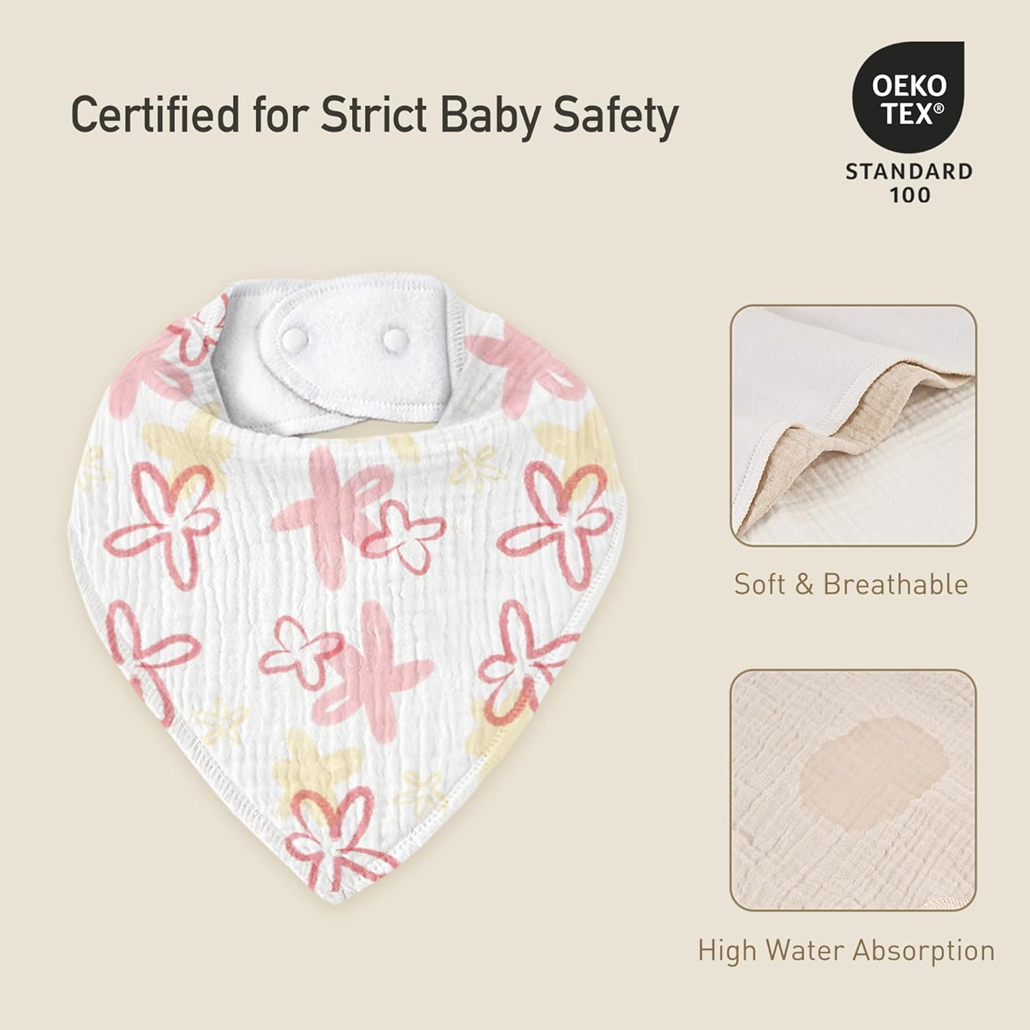 Muslin Baby Bibs 8 Pack, Baby Bandana Drool Bib for Drooling and Teething, Cotton Soft Absorbent