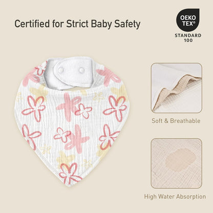 Muslin Baby Bibs 8 Pack, Baby Bandana Drool Bib for Drooling and Teething, Cotton Soft Absorbent