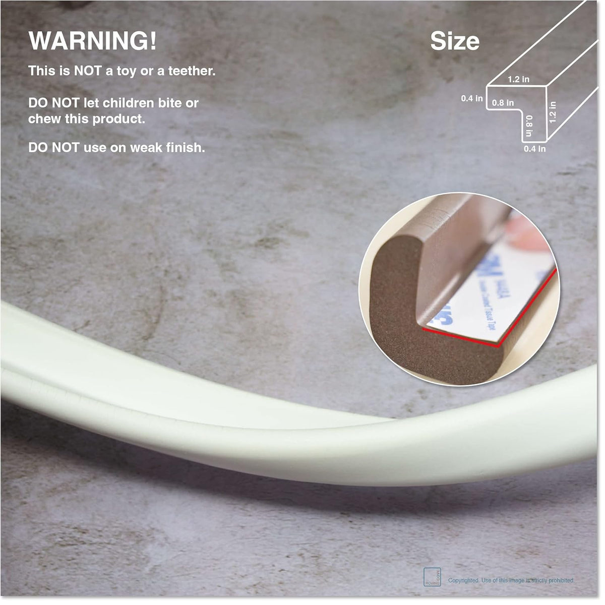 Roving Cove HeftyFit Edge Protector for Baby Proofing (6ft Large Edge Only), Heavy-Duty Soft