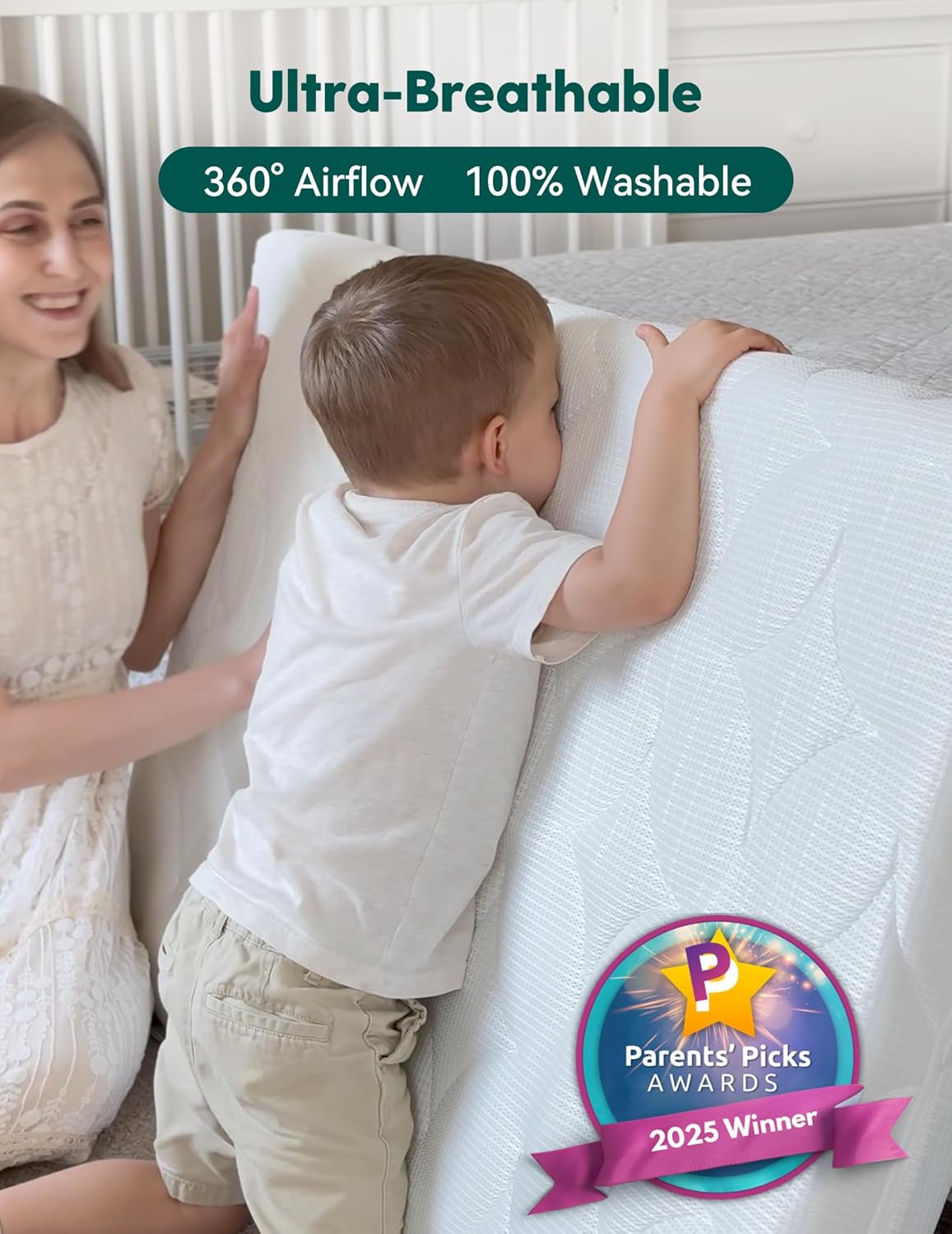 BABELIO Crib Mattress Ultra-Breathable 100% Washable Core Dual Sided Baby Toddler Mattress with