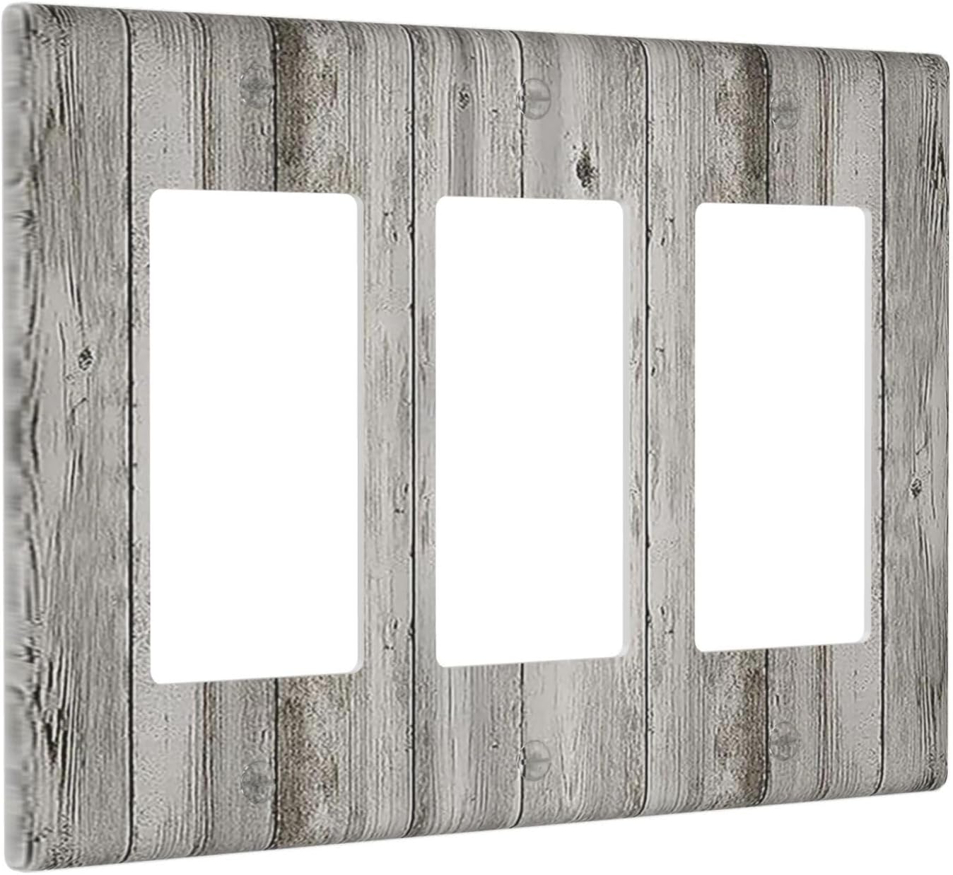 Light Switch Covers Farmhouse Rustic Grey Barn Door Wood 3 Gang Rocker Electrical GFCI Decorative