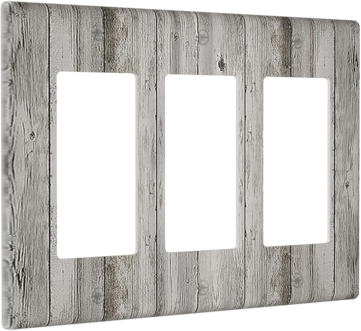 Light Switch Covers Farmhouse Rustic Grey Barn Door Wood 3 Gang Rocker Electrical GFCI Decorative