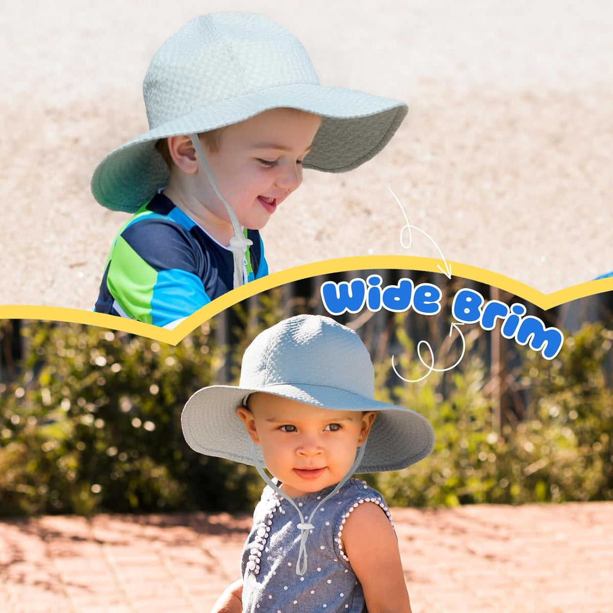 HONGTEYA Baby Sun Hat Toddler Girl Beach Hat Adjustable Outdoor Summer Hat UPF 50+ Sun Protection