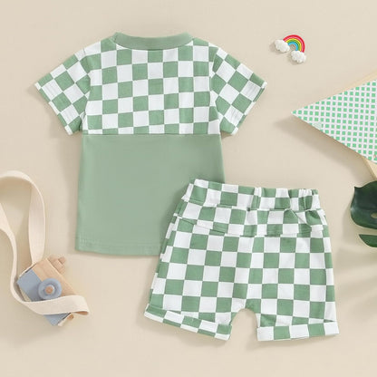 fhutpw Baby Toddler Boy Clothes Summer Outfits 6 12 18 24 Months Patchwork Short Sleeve T Shirt &