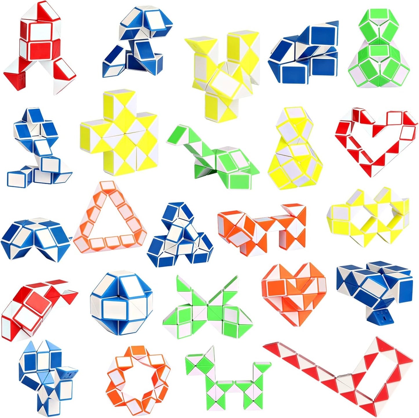 Ganowo 24 Pack Fidget Snake Cube, Mini Twist Puzzle Party Bag Fillers Bulk Toys for Kids Teens