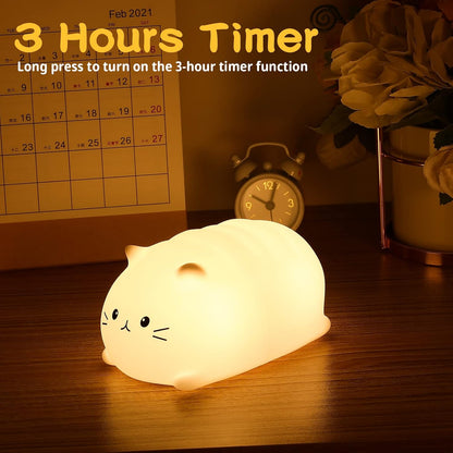 Tremdwoto Cat Night Light for Kids,Cute Colorful Night Light Baby Girl Squishy Night Light Lamp 3