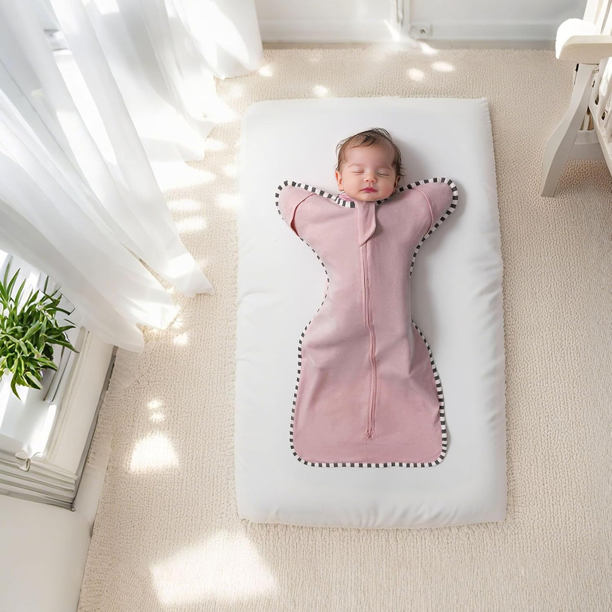 Transition Swaddle, 2 Pack 100% Cotton Baby Sleep Sack, 2-Way Zipper Infant Arm Up Swaddle for