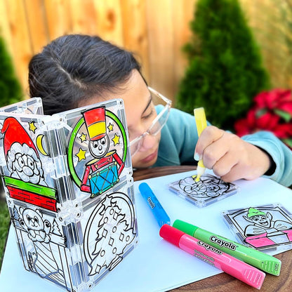CreateOn Crayola PaintOn Holiday Magnetic Tiles, Magnetic Kids’ Building Toys, STEM Learning Travel