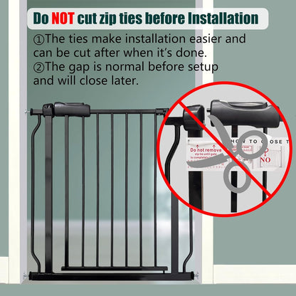 Heavy Duty Baby & Dog Safety Gate 86-104.7 Inch, Black Metal, Pressure Mounted No Drilling Pet Gate