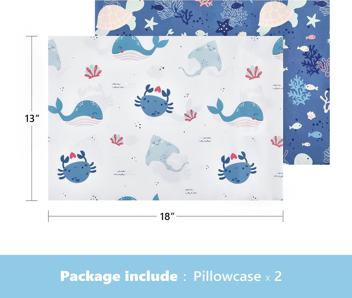 TILLYOU Toddler Pillowcase 2 Pack with Envelope Closure,13" x 18" Silky Soft Microfiber Travel Kids