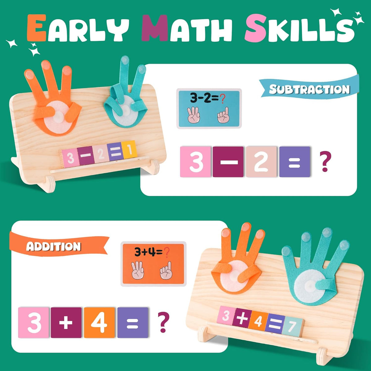 Hirger Preschool Learning Toys for Toddlers 2-4, Educational Math Manipulatives Number Counting