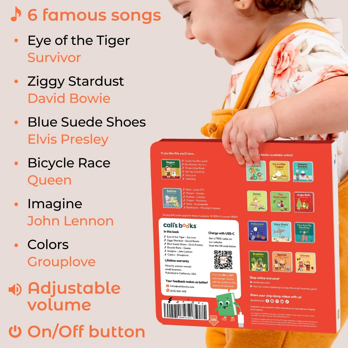 Cali's Books Rock Music Books for Toddlers 1-3 - Singing Button Sound Board Book for 2 Year Old