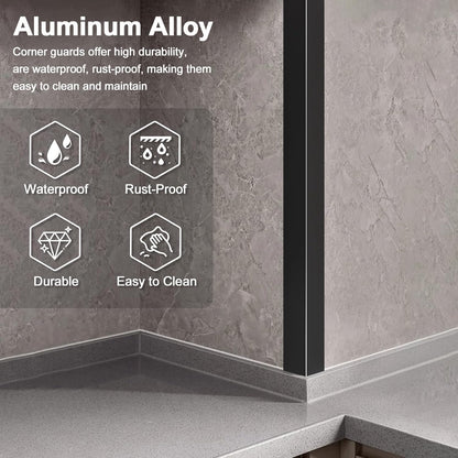 4PCS 45" Black Metal Corner Protectors, Aluminum Self Adhesive Corner Guards, Metal Wall Edge