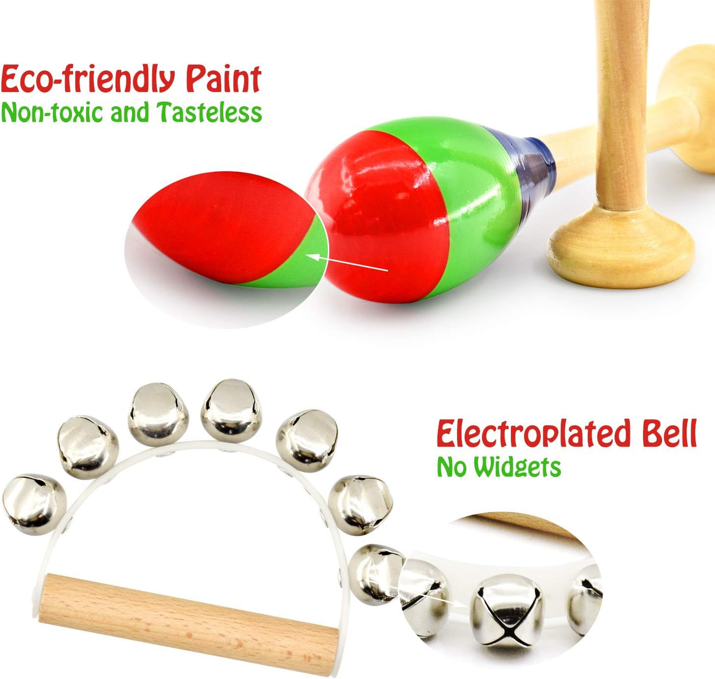 MUSICUBE 7 Pcs Musical Instrument Toys Set for Kids Wooden Percussion Instrument with Hand Drum