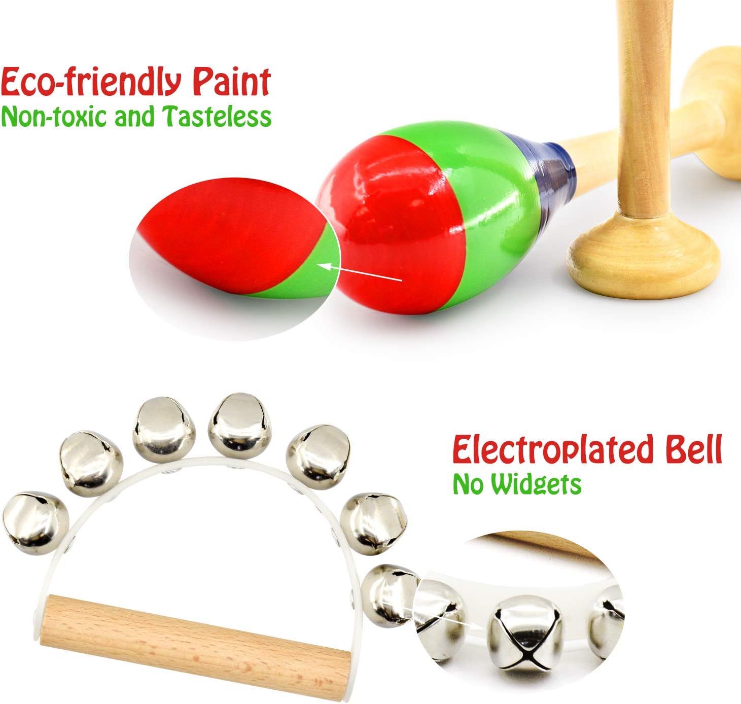 MUSICUBE 7 Pcs Musical Instrument Toys Set for Kids Wooden Percussion Instrument with Hand Drum