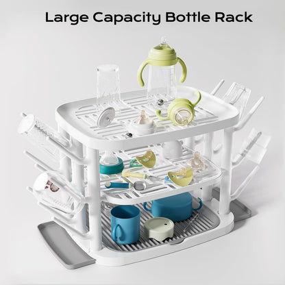 GREENDADI Baby Bottle Drying Rack,3-Tier Large Capacity Countertop Organizer with 360° Ventilation