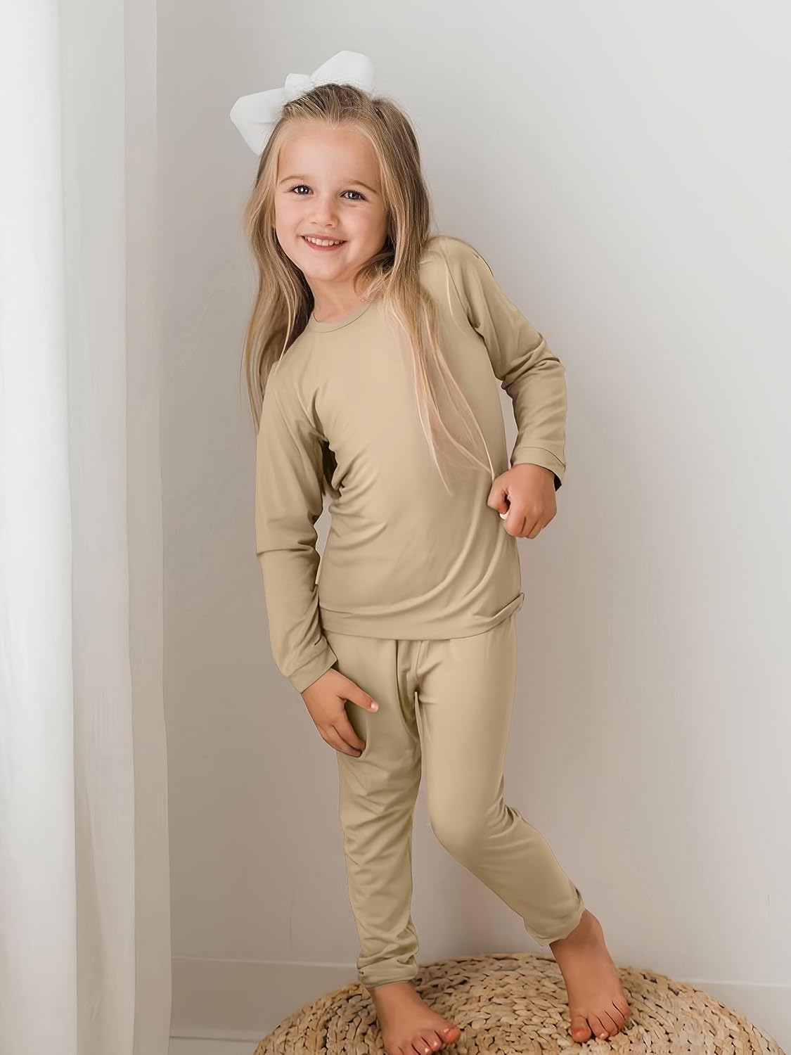 BABY 2T-10Y Toddler Kids Girls Boys Soft Comfy Viscose 2pcs Set Long Sleeve Plain Shirts and Pants