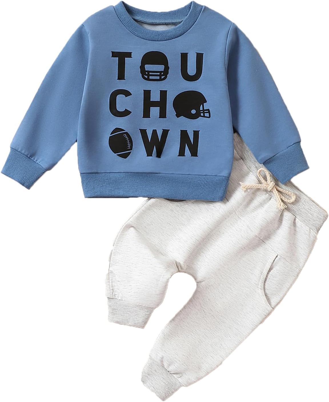 Baby Boy Clothes Fall 6 12 18 24 Months Football Long Sleeve Pullover Tops & Pant Sets Toddler