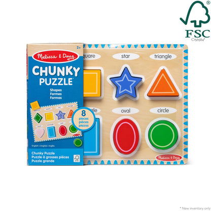 Melissa & Doug Shapes Wooden Chunky Puzzle (8 pcs) Color Matching Shape Sorter Toys for Toddlers