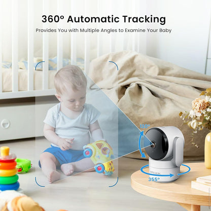 2K Pan-Tilt Indoor Security Camera, 360° Pet/Dog Monitoring, Motion Tracking, Night Vision, 2-Way