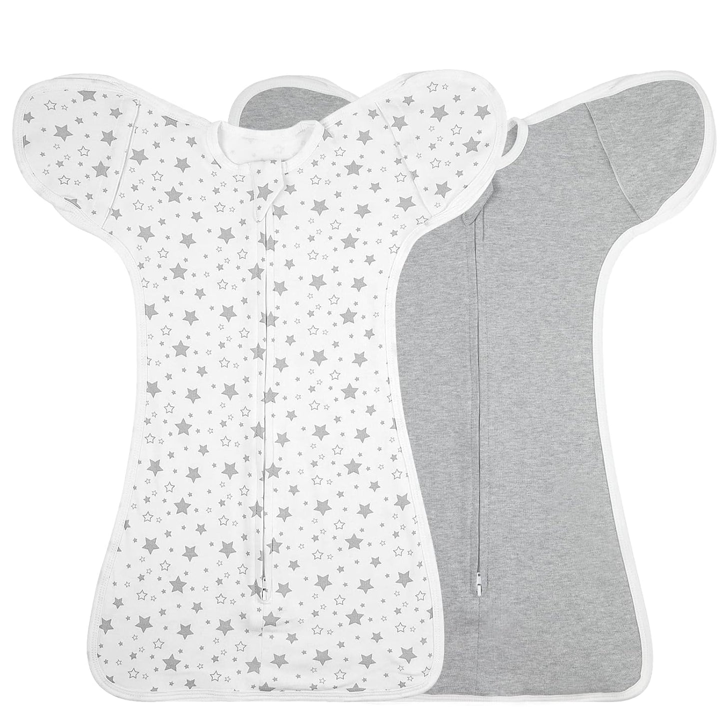 2 Pack Transition Swaddle with 2 Way Zipper, 2 in 1 Arms in/Out Transitional Arms Up Swaddle, 100%