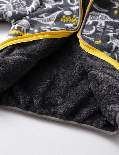 Kids Printed Polar Fleece Jacket Toddler Baby Boys Girls Autumn Winter Warm Sherpa Lining Outerwear