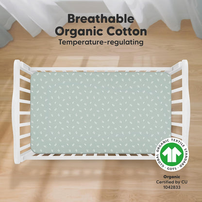 KeaBabies 2-Pack Organic Crib Sheets for Boys, Girls - 52x28 Fitted Crib Mattress Sheet Neutral