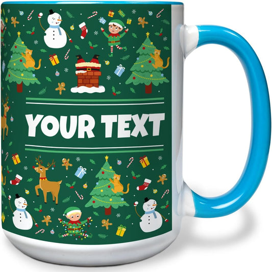 Personalized Mug for Kids - Christmas - Custom Name/Text, Ceramic Hot Chocolate/Cocoa/Coffee Cup