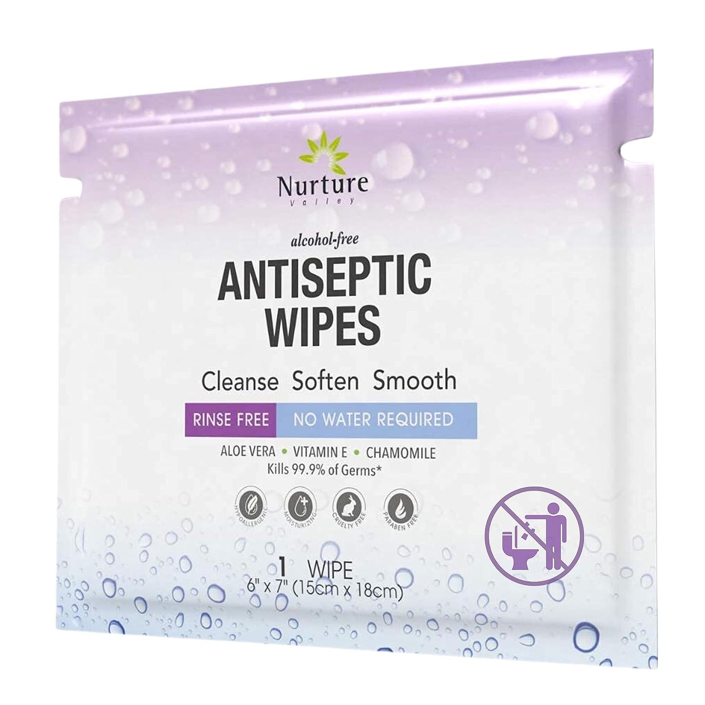 XL Individually Wrapped Nurture Antibacterial Body & Hand Wipes | Alcohol-Free Antiseptic Wet