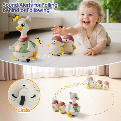 HOLA Baby Toys 6-12 Months Musical Dancing Duck Toy Set with Mama and Babys Tummy Time Toys