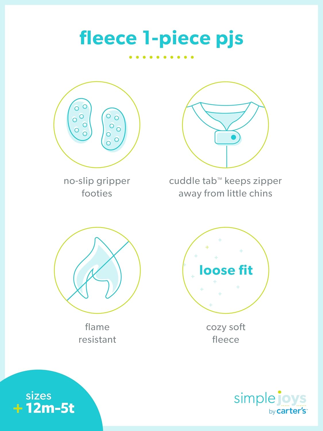Simple Joys by Carter's Toddlers and Baby Boys' Loose-Fit Flame Resistant Fleece Footed Pajamas