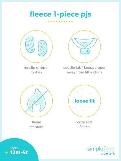Simple Joys by Carter's Toddlers and Baby Boys' Loose-Fit Flame Resistant Fleece Footed Pajamas