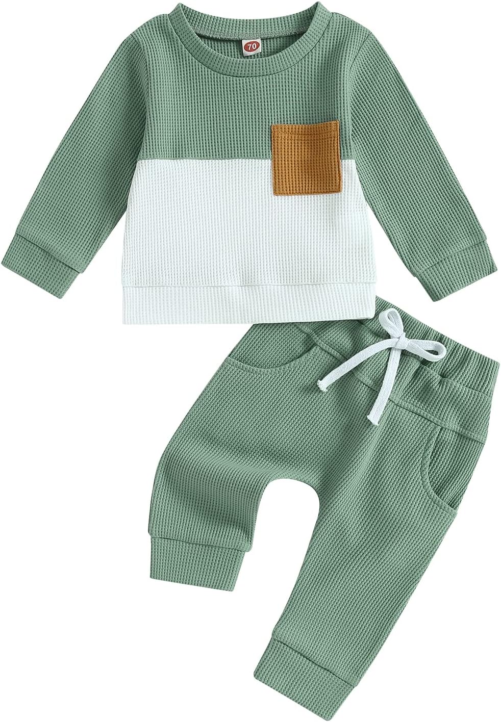Kupretty Toddler Baby Boy Fall Winter Clothes Color Block Long Sleeve Sweatshirt Pullover Tops +