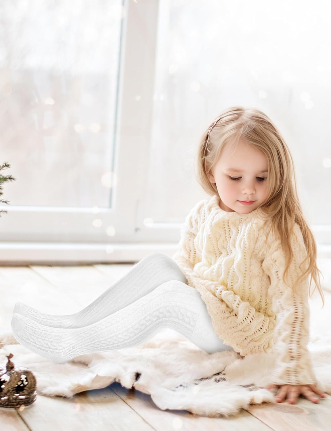 Baby Girls Tights Cable Knit Toddler Leggings Winter Solid Cotton Tights School Stockings 2 Pack