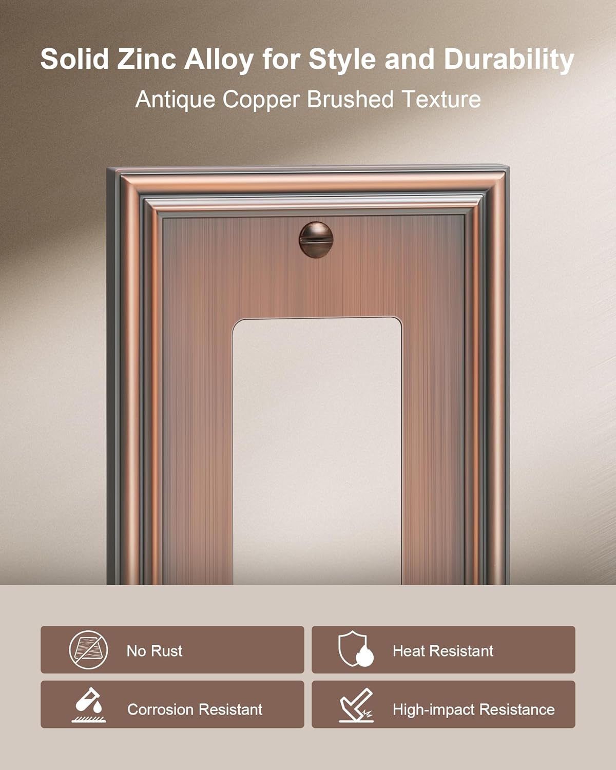 2-Pack Decorator Outlet Cover Plate, Antique Copper Decorative Switch Plates and Outlet Covers