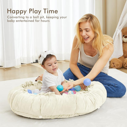 ANGELBLISS 5 in 1 Baby Play Gym Mat, Reversible Tummy Time Mat with 5 Sensory Toys for Stage-Based