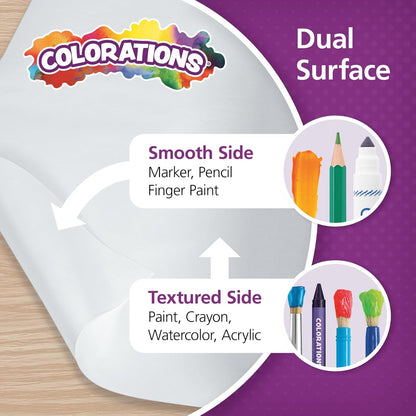 Colorations Dual Surface Paper Roll Classroom Supplies for Arts and Crafts White (36" x 1000')