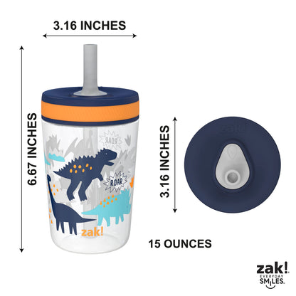 Zak Designs Kelso Toddler Cups For Travel or At Home, 15oz 2-Pack Durable Plastic Sippy Cups With