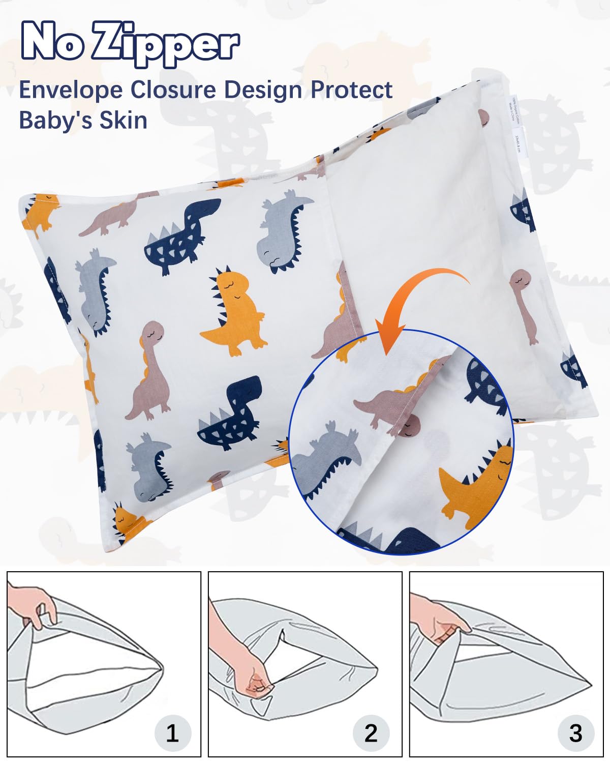 ALVABABY Toddler Pillowcases 2 Pack Organic Cotton Kids Pillow Cover Fit 13"x 18" or 12"x22"