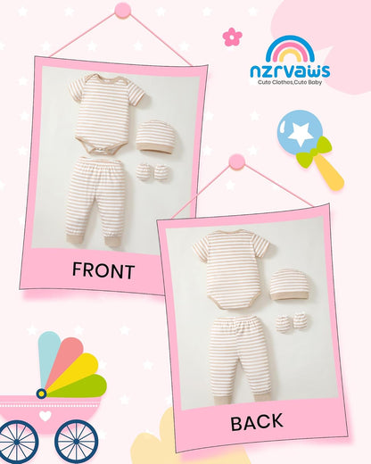 NZRVAWS Newborn Baby Boy Girl Clothes Unisex Infant Romper Pants Set Hat 4-Pack Outfits 0-12 Months