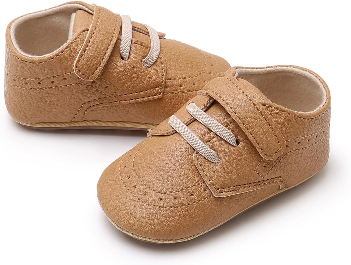 SOFMUO Baby Boys Girls High Top Ankle PU Leather Sneakers Soft Rubber Sole Infant Moccasins Newborn