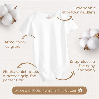 Pimbi&Bimpi Baby Bodysuit - Short Sleeve | Premium Peruvian PIMA Cotton | Gender Neutral Baby