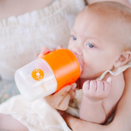 PopYum 5 oz Orange Anti-Colic Formula Making/Mixing/Dispenser Baby Bottle with #1 Slow Flow Nipple
