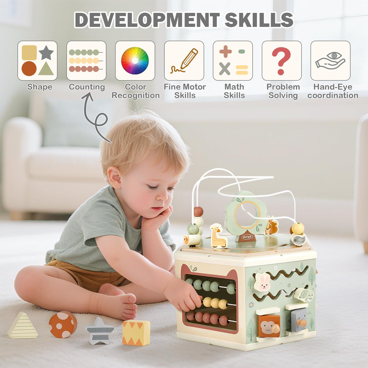 Wooden Activity Cube - 11-in-1 Montessori Toys for 1+ Year Old Boys & Girls